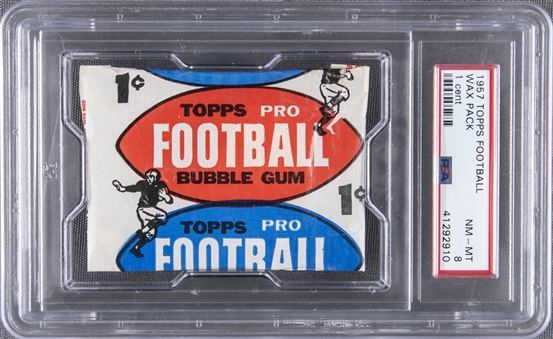 1957 Topps Football Unopened One-Cent Wax Pack – PSA NM-MT 8